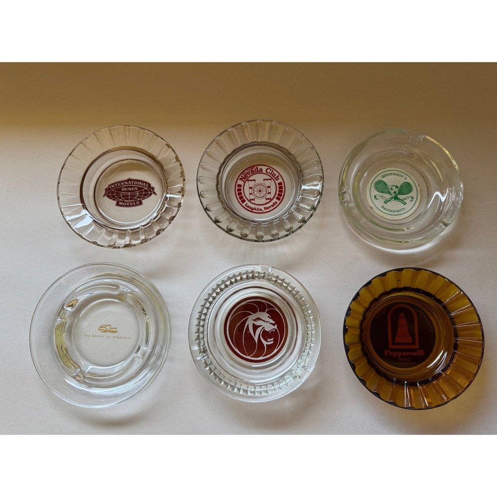 Vintage Casino Hotel‎ Glass Ashtray Lot Peppermill Nevada Club Resort